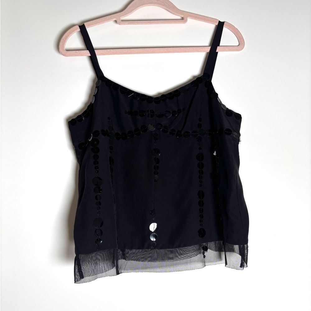 Vintage Marc Jacobs Sequin Cami | Y2K Designer Black Silk Top | Coquettecore